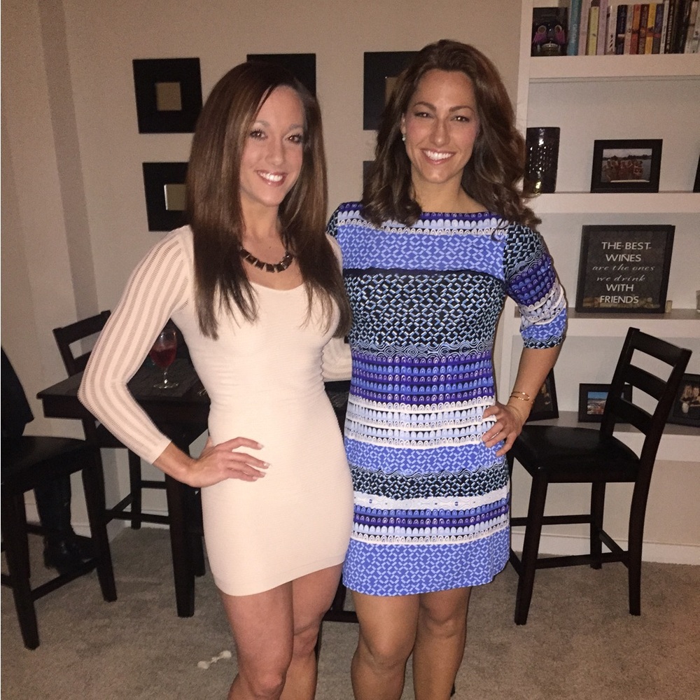 Donna Morgan long sleeved blue dress